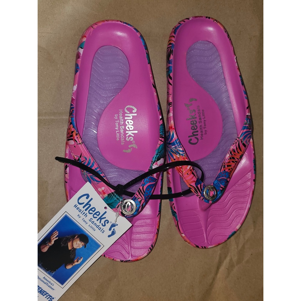 NWT Tony Little Cheeks Womens Pink Floral Health Sandals 7